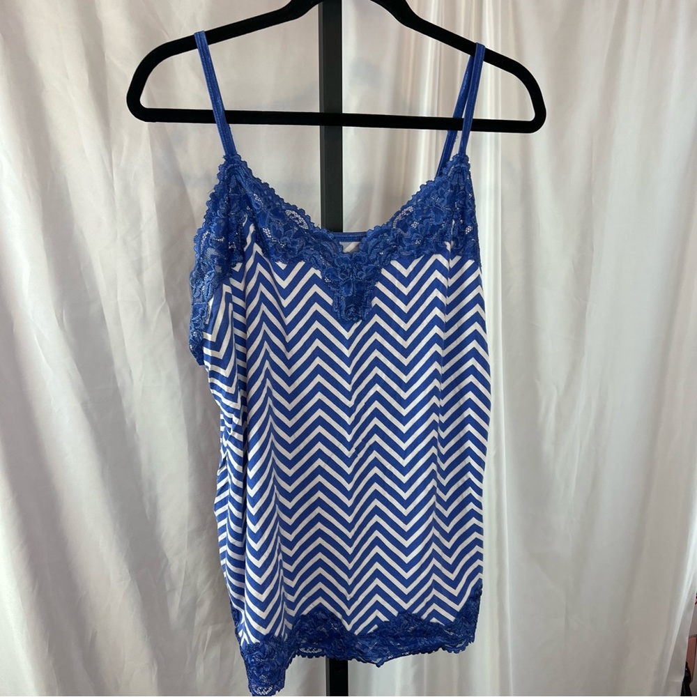 3 FOR $15 Lane Bryant Blue and White Lace Detail Camisole , size 18/20